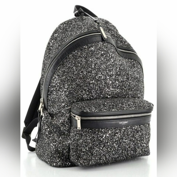 NWOT-  Saint Laurent City Glitter Backpack - Picture 2 of 16